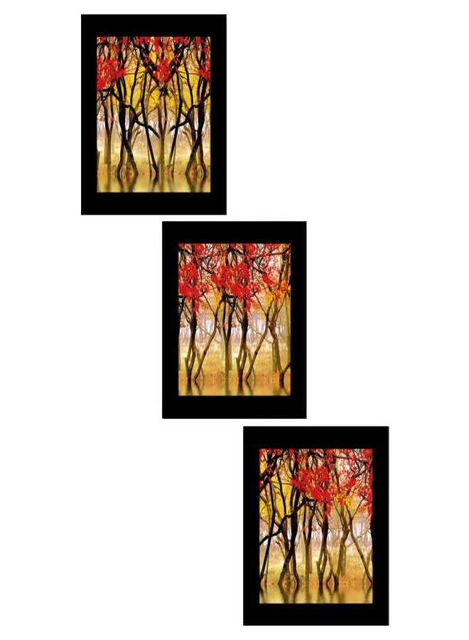 Go Hooked Wall Painting (Wood, 22.5 cm x 22.5 cm x 1.2 cm, Set of 3, 9x9PNTNG2-50) - Image 1